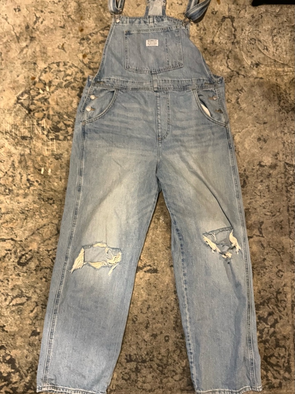 Original Levi Strauss Light Blue Distressed WomenDenim Overalls